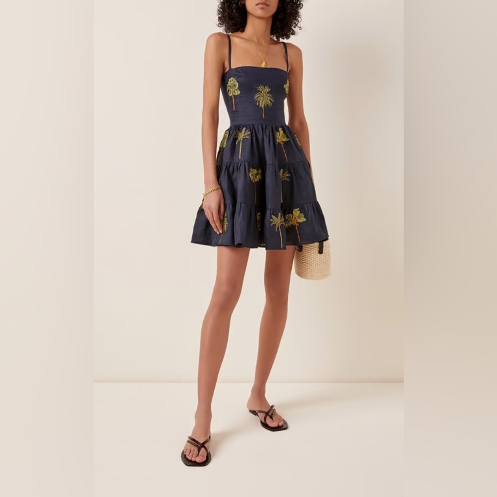 Agua by Agua Bendita Lima Tropico Embroidered Mini Dress